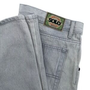 Vintage Solo Authentic Denim Mens 36 Made in USA Gray Wide Leg Relaxed Jeans